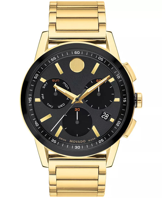 Men'S Museum Sport Swiss Quartz Chronograph Gold-Tone PVD Watch 43Mm